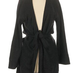 Black Kashmere 100% cashmere cardigan with tie belt, M, like new!